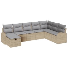 vidaXL Set divano da giardino 8 pezzi con cuscini beige in rattan sintetico