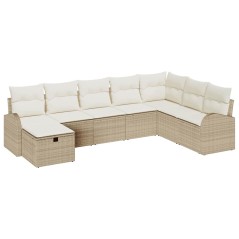 vidaXL Set di Divano da Giardino con 8 Pezzi e Cuscini Beige in Rattan Sintetico