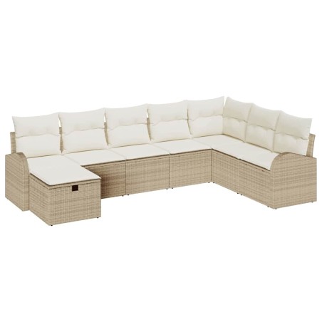 vidaXL Set di Divano da Giardino con 8 Pezzi e Cuscini Beige in Rattan Sintetico