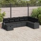 vidaXL Set di divani da giardino in 8 pezzi con cuscini neri in polyrattan vidaXL Set di divani da giardino in 8 pezzi con cuscini neri in polyrattan