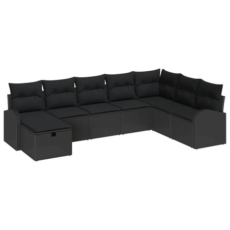 vidaXL Set di divani da giardino in 8 pezzi con cuscini neri in polyrattan