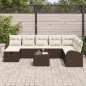 vidaXL Set Giardino 9 Pezzi con Cuscini in Poly Rattan Marrone