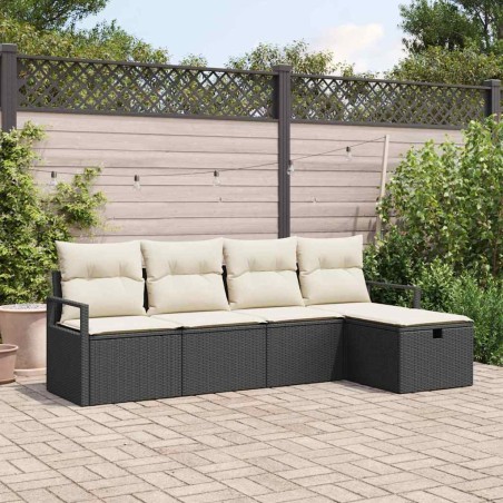 vidaXL Set da Giardino in 5 pezzi con cuscini in rattan nera