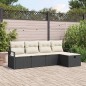 vidaXL Set da Giardino in 5 pezzi con cuscini in rattan nera