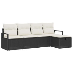 vidaXL Set da Giardino in 5 pezzi con cuscini in rattan nera