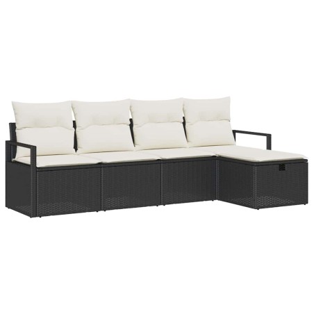 vidaXL Set da Giardino in 5 pezzi con cuscini in rattan nera