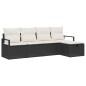 vidaXL Set da Giardino in 5 pezzi con cuscini in rattan nera