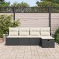 vidaXL Set da Giardino in 5 pezzi con cuscini in rattan nera