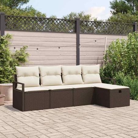 vidaXL Set di divani da giardino da 5 pezzi con cuscini in rattan polipropilene marrone