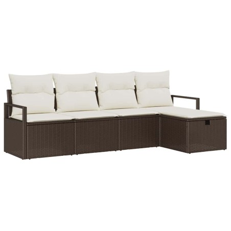 vidaXL Set di divani da giardino da 5 pezzi con cuscini in rattan polipropilene marrone