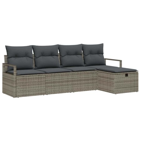 vidaXL Set di divano da giardino 5 pezzi con cuscini grigi in rattan