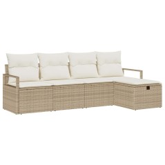 vidaXL Set da giardino di 5 pezzi con cuscini beige in rattan sintetico