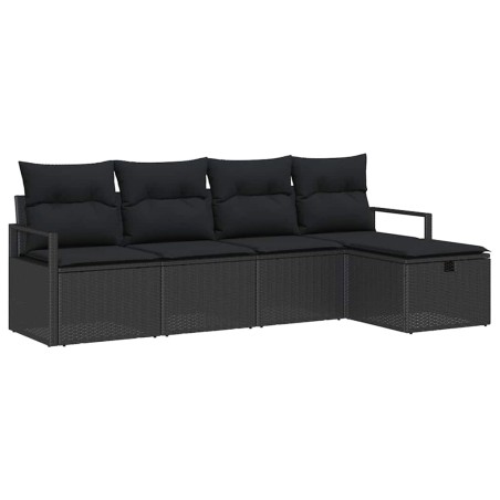 vidaXL Set divano da giardino 5 pezzi con cuscini in rattan sintetico nero