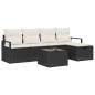 vidaXL Set da Giardino 6 Pezzi con Cuscini Neri in Rattan e Poliestere