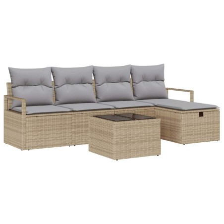 vidaXL Set da giardino con divano di 6 pezzi e cuscini beige in rattan sintetico