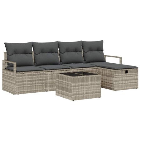 vidaXL Set da giardino 6 pezzi con cuscini, rattan grigio chiaro