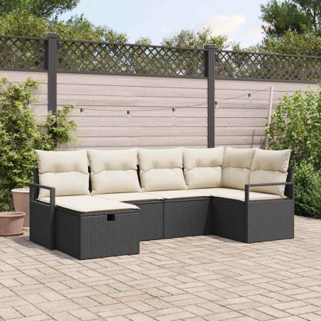 vidaXL Set di divani da giardino 6 pezzi con cuscini in rattan nero