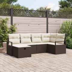 vidaXL Set da giardino 6 pezzi di con cuscini in rattan sintetico marrone