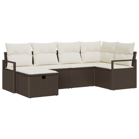 vidaXL Set da giardino 6 pezzi di con cuscini in rattan sintetico marrone