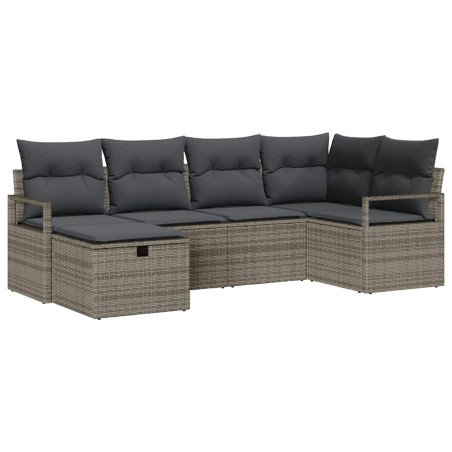 vidaXL Set di divani da giardino 6 pezzi con cuscini grigi in rattan sintetico