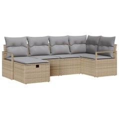 vidaXL Set di divano da giardino , 6 pezzi con cuscini beige in rattan sintetico