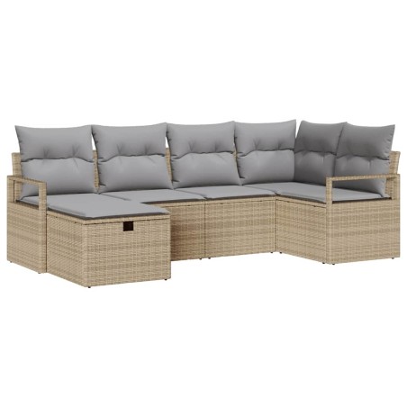 vidaXL Set di divano da giardino , 6 pezzi con cuscini beige in rattan sintetico