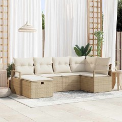 vidaXL Set giardino 6 pezzi in rattan sintetico beige con cuscini