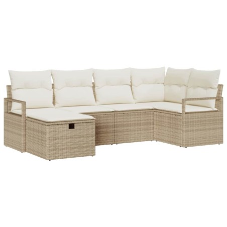 vidaXL Set giardino 6 pezzi in rattan sintetico beige con cuscini