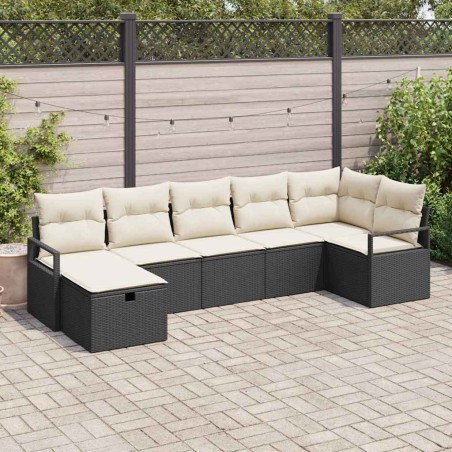 vidaXL Set da giardino 7 pezzi con cuscini in rattan sintetico nero