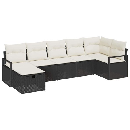 vidaXL Set da giardino 7 pezzi con cuscini in rattan sintetico nero