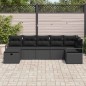 vidaXL Set di divani da giardino in 7 pezzi con cuscini neri in polirattan