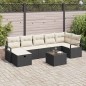 vidaXL Set di divani da giardino in 8 pezzi con cuscini neri in rattan vidaXL Set di divani da giardino in 8 pezzi con cuscini neri in rattan
