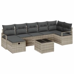 vidaXL Set da Giardino con 8 Pezzi e Cuscini Grigio Chiaro in Rattan Sintetico