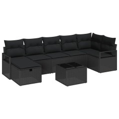 vidaXL Set da giardino di 8 pezzi con cuscini in rattan sintetico nero