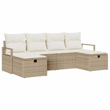 vidaXL Set di Divani da Giardino 6 Pezzi con Cuscini in Rattan Sintetico Beige