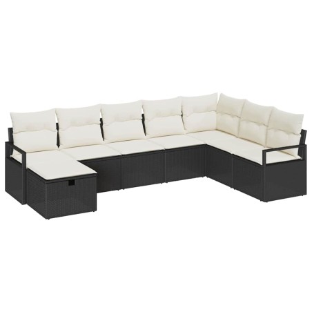 vidaXL Set da divano da giardino in 8 pezzi con cuscini in rattan sintetico nero