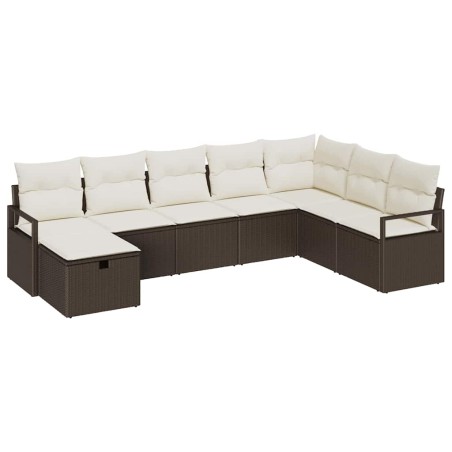 vidaXL Set di divano da giardino a 8 pezzi con cuscini in rattan sintetico marrone.