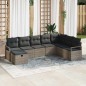 vidaXL Set Divano da Giardino a 8 Pezzi con Cuscini Grigi in Rattan Sintetico