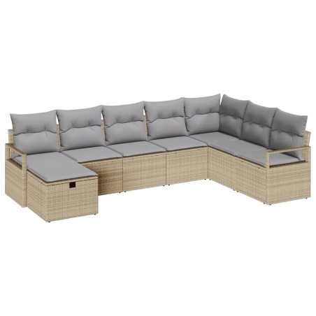 vidaXL Set di Divano da Giardino a 8 Pezzi con Cuscini Beige in Polyrattan