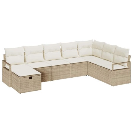 vidaXL Set di divani da giardino , 8 pezzi, cuscini beige in rattan sintetico