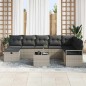 vidaXL Set Divano da Giardino a 9 Pezzi con Cuscini Grigio Chiaro in Rattan Sintetico