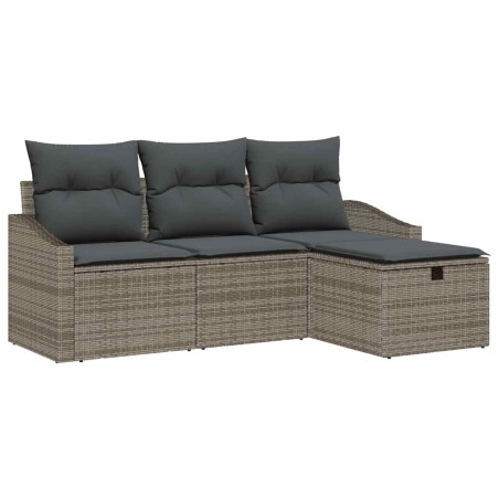vidaXL Set da giardino 4 pezzi con cuscini grigi in rattan sintetico