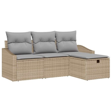 vidaXL Set da giardino composto da 4 pezzi con cuscini beige in rattan sintetico