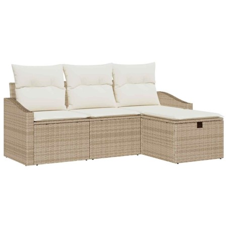 vidaXL Set da giardino in 4 pezzi con cuscini beige in rattan sintetico