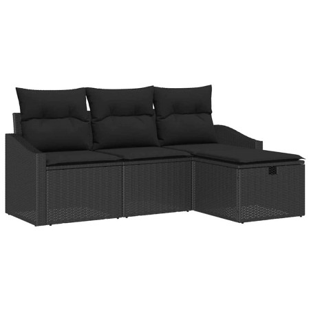 vidaXL Set da giardino 4 pezzi con cuscini in polyrattan nero