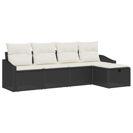 vidaXL Set Divano da Giardino 5 Pezzi con Cuscini in Rattan Sintetico Nero