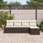 vidaXL Set di divani da giardino a 5 pezzi con cuscini, colore marrone, in polyrattan.
