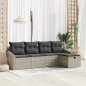 vidaXL Set da giardino con 5 pezzi e cuscini grigio chiaro in rattan sintetico