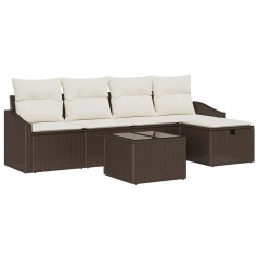 vidaXL Set da Giardino 6 Pezzi con Cuscini in Rattan Sintetico Marrone
