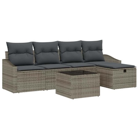 vidaXL Set Divano da Giardino 6 Pezzi con Cuscini Grigio in Polyrattan